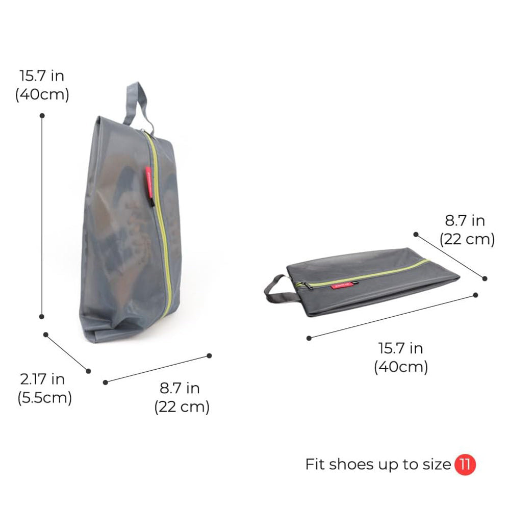 Pack All grey shoe bag with water resistant protection for travel shoe storage
