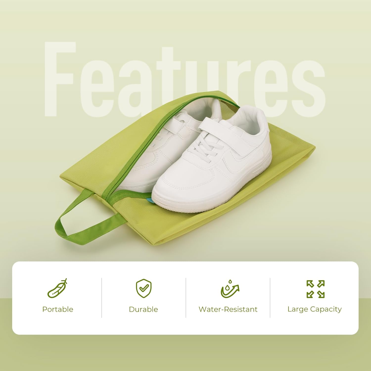 Pack All dark-green kids shoe bag with breathable mesh for visible shoe storage