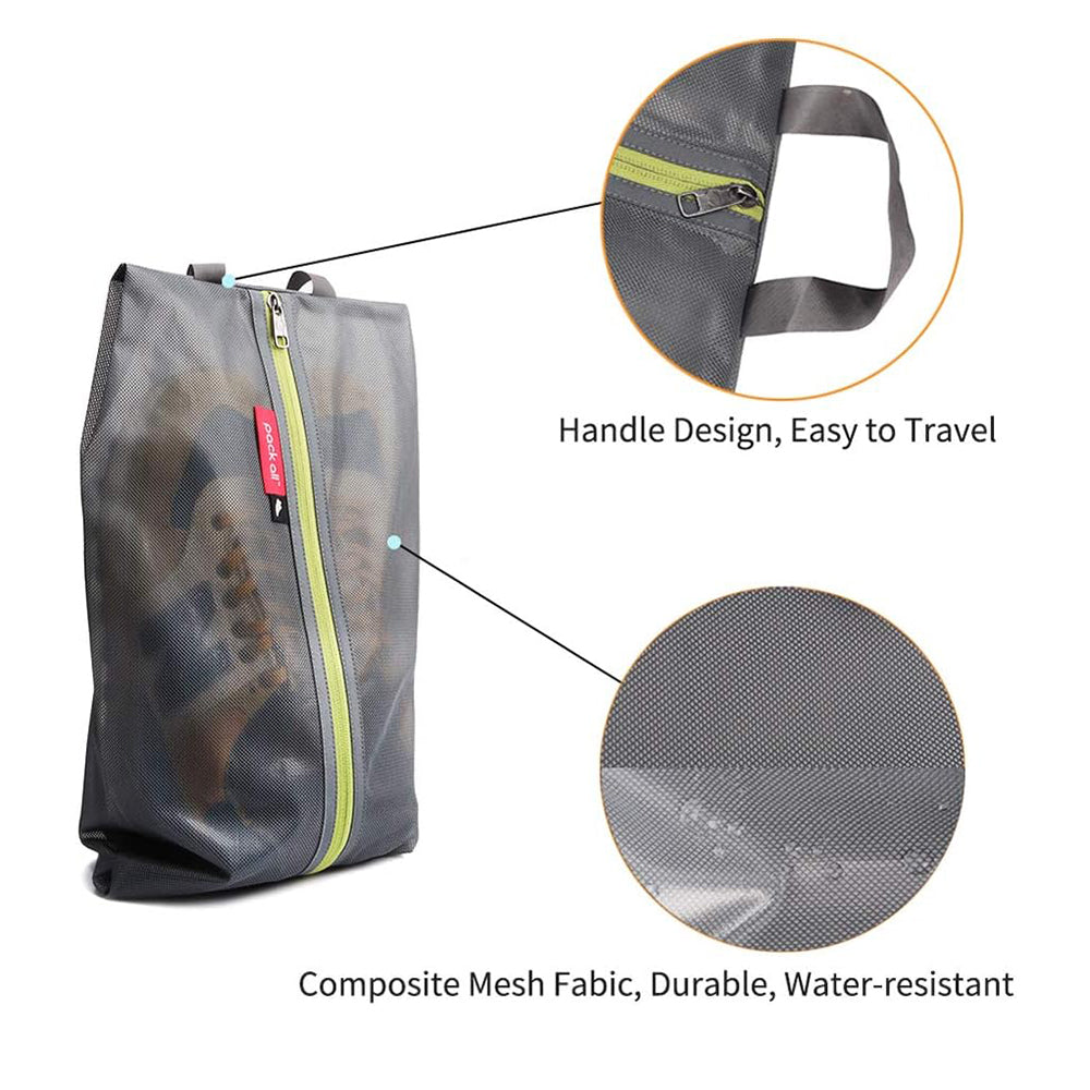 Pack All grey shoe bag with dustproof separation for clean luggage organization