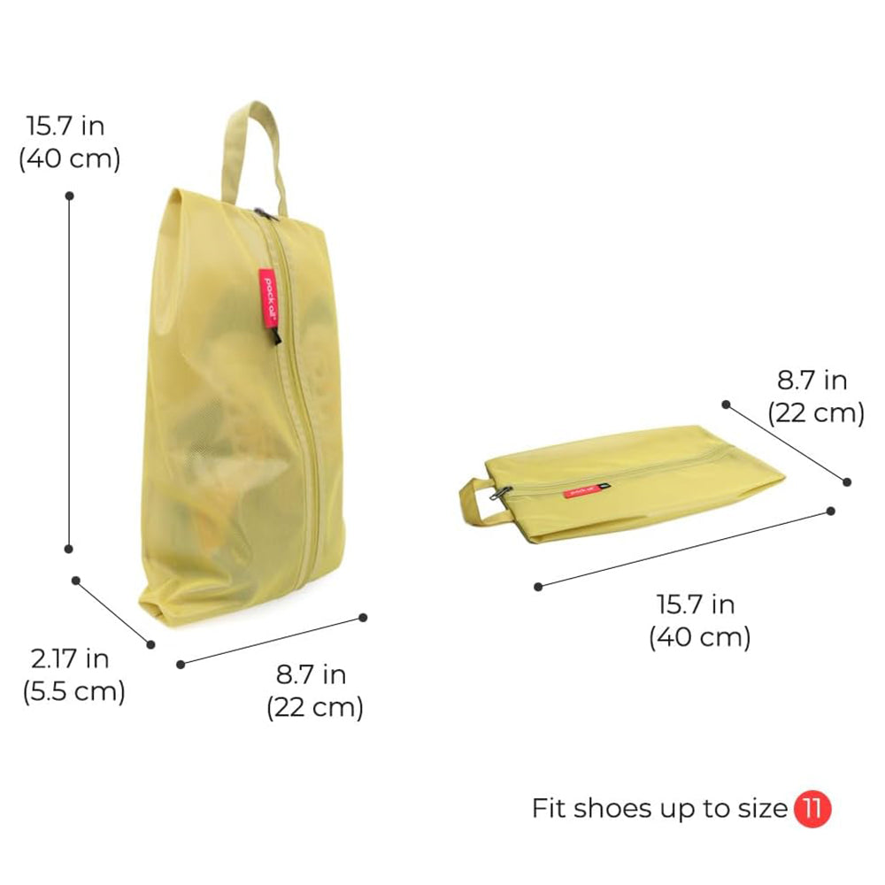 Pack All green shoe bag with compact design for suitcase packing