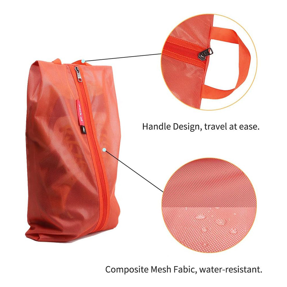 Pack All orange shoe bag with compact design for suitcase packing