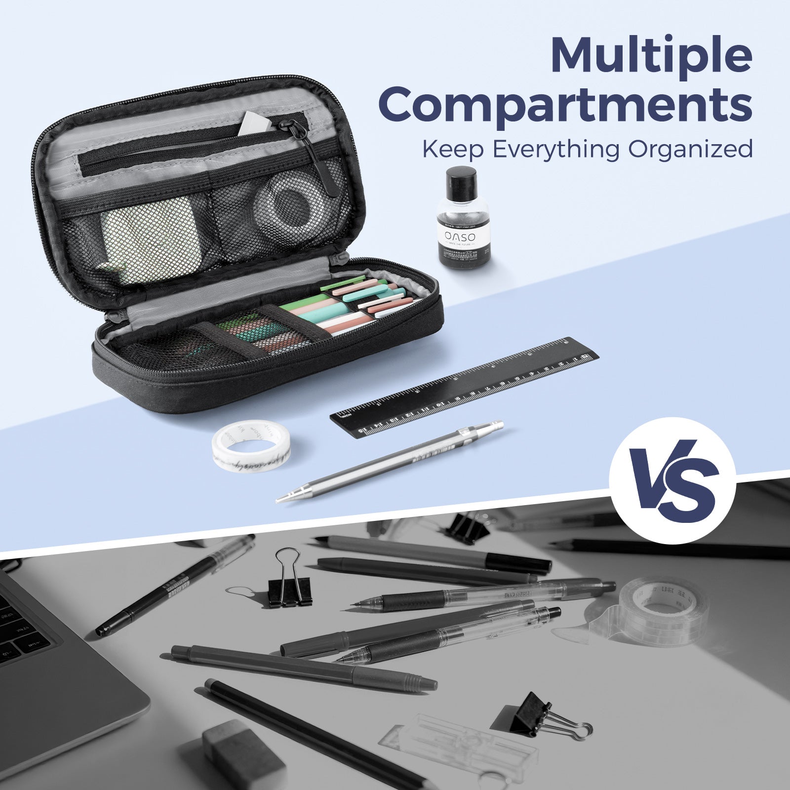 Pack All pencil case featuring large capacity storage with pens calculator markers for organized everyday carry
