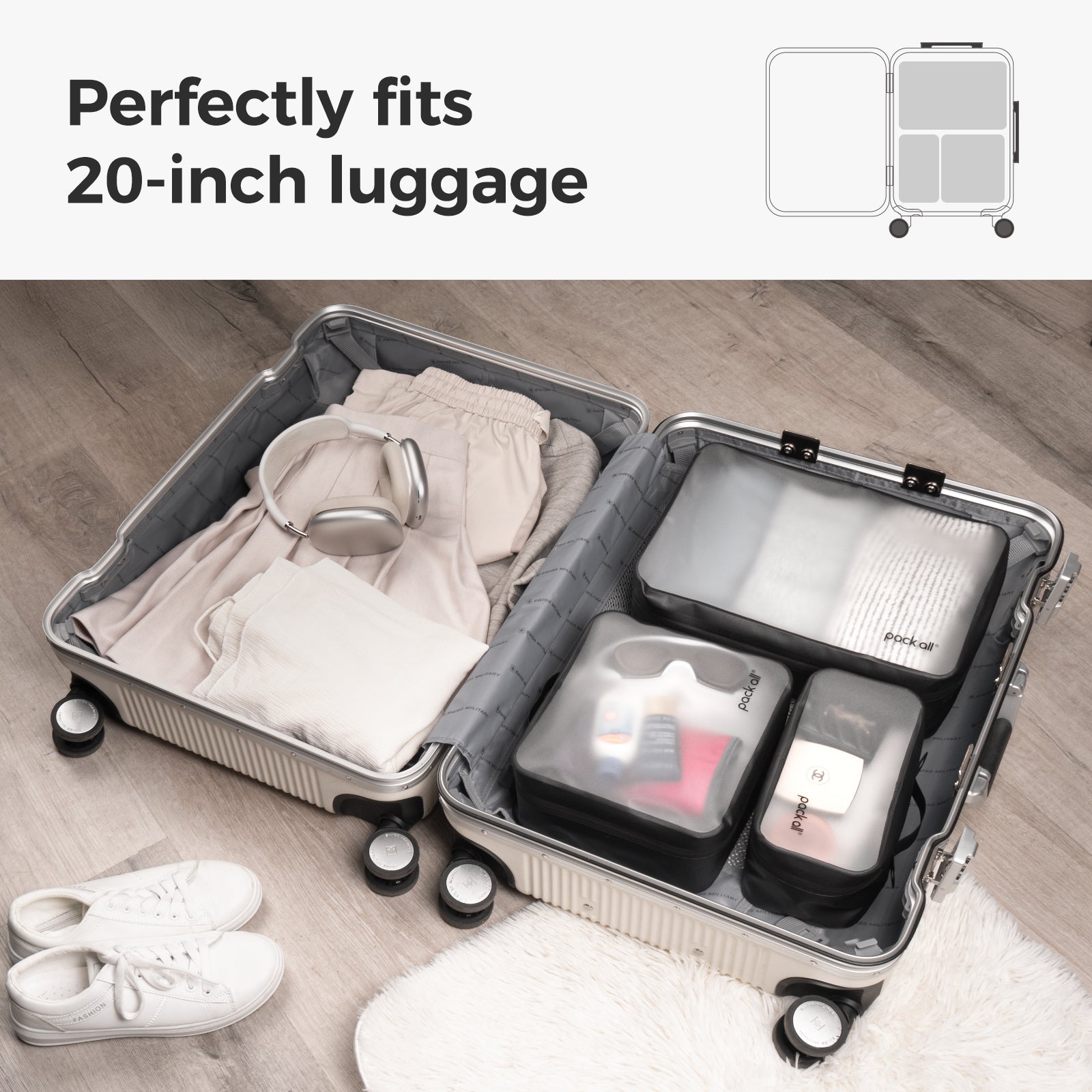 Pack All compression cube with seamless construction and durable travel organization for travel packing organization