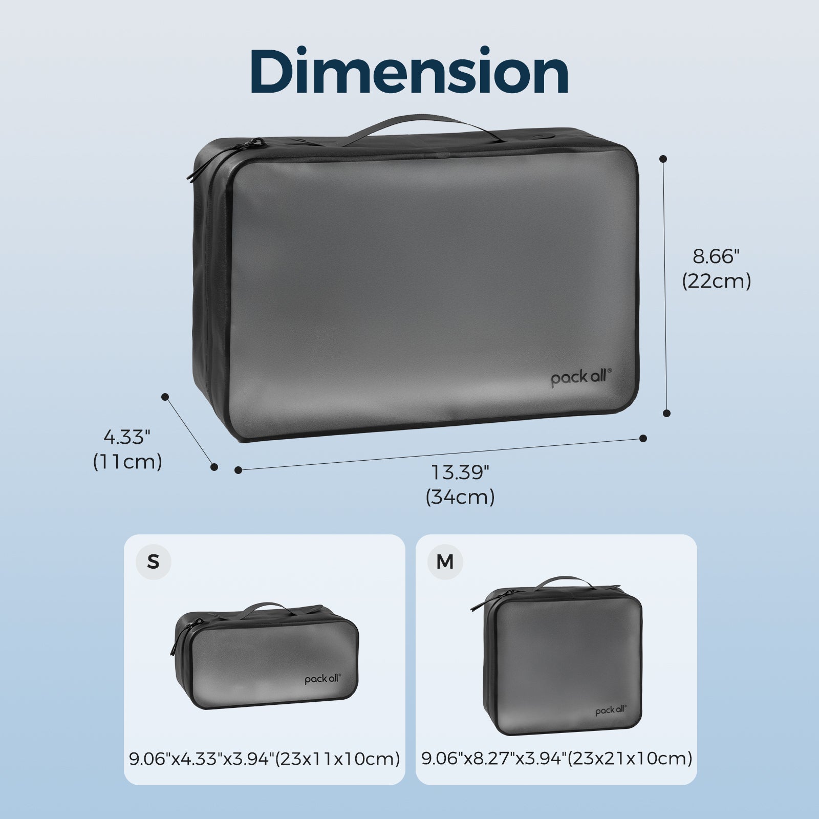 Pack All compression cube with water resistant fabric and moisture protection for travel packing organization