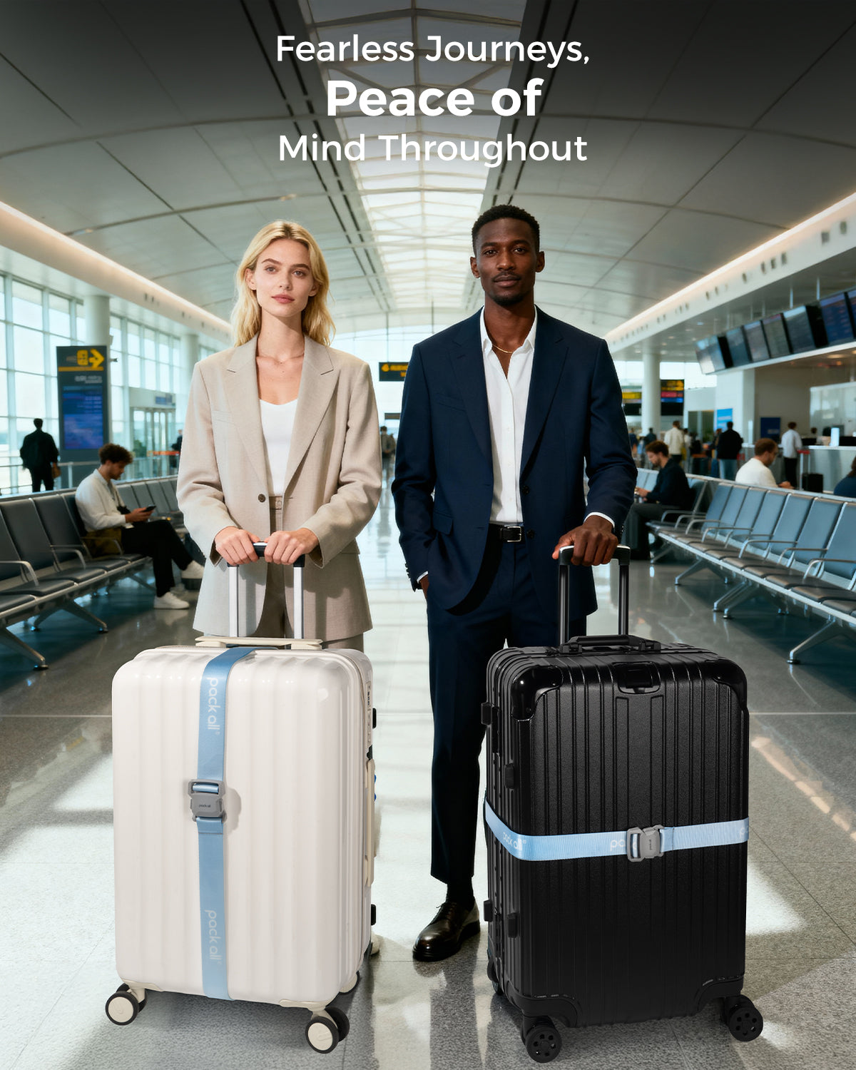 Pack All luggage strap with anti slip hold and secure tightening for secure travel fastening