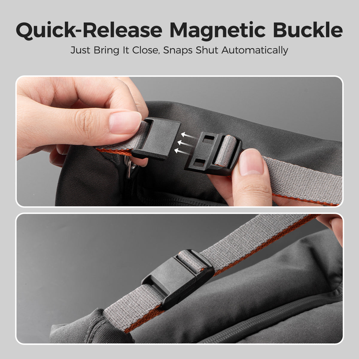 The pack all® insulated lunch bag features a quick-release magnetic buckle and adjustable webbing handle for simple fastening and everyday carrying.