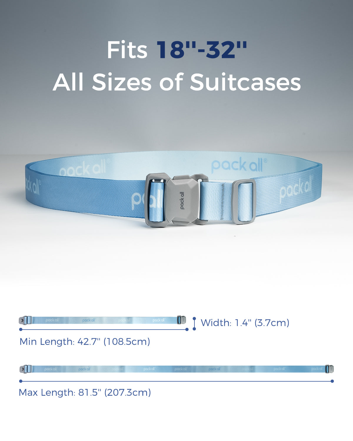 Pack All luggage strap with tension control and firm hold adjustment for secure travel fastening