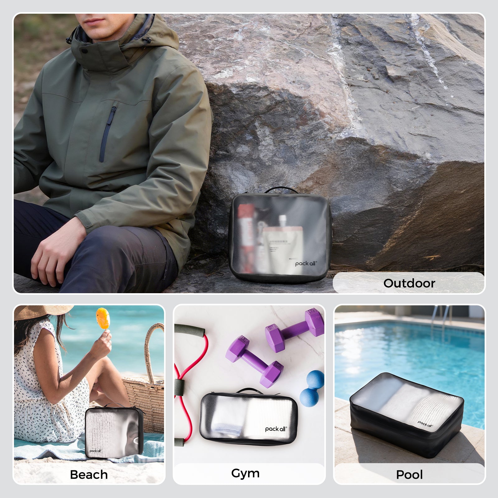 Pack All compression cube with travel packing system and luggage organization for travel packing organization