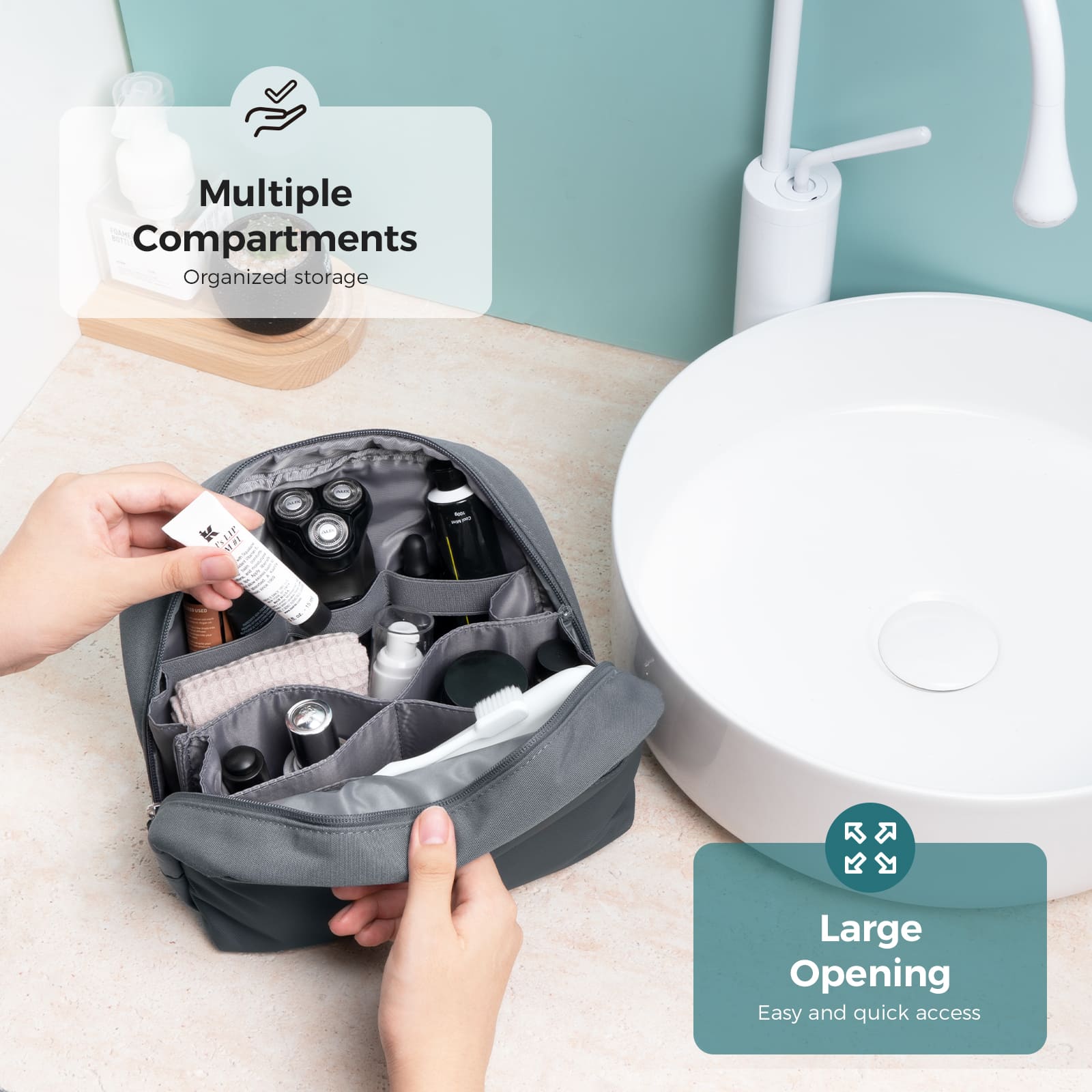 Multi-Compartment Toiletry Bag