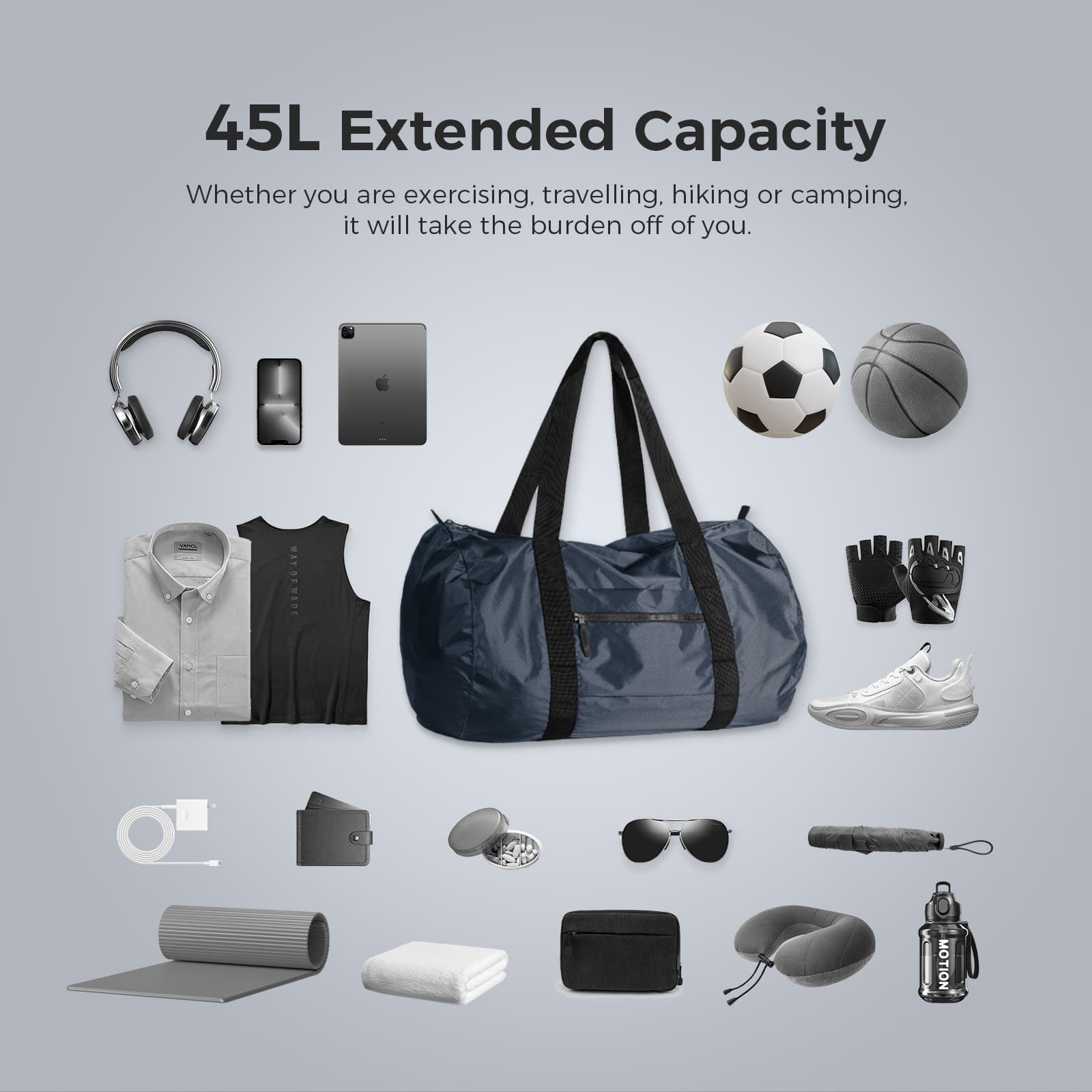 45L Foldable Duffel Bag