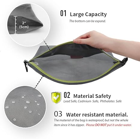 Bolsa con cremallera resistente al agua.