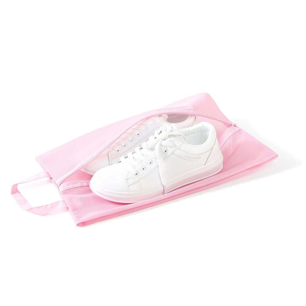 Pack All pink shoe bag with water resistant protection for travel shoe storage