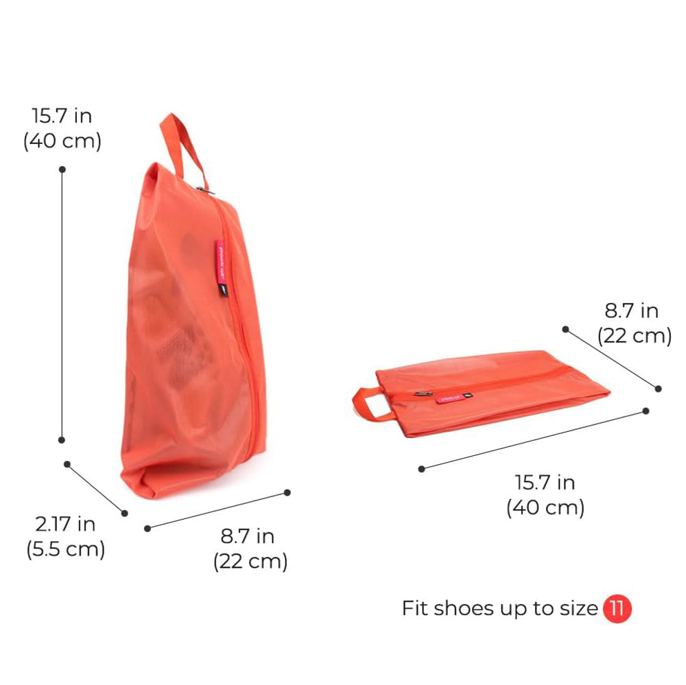 Pack All orange shoe bag with dustproof separation for clean luggage organization