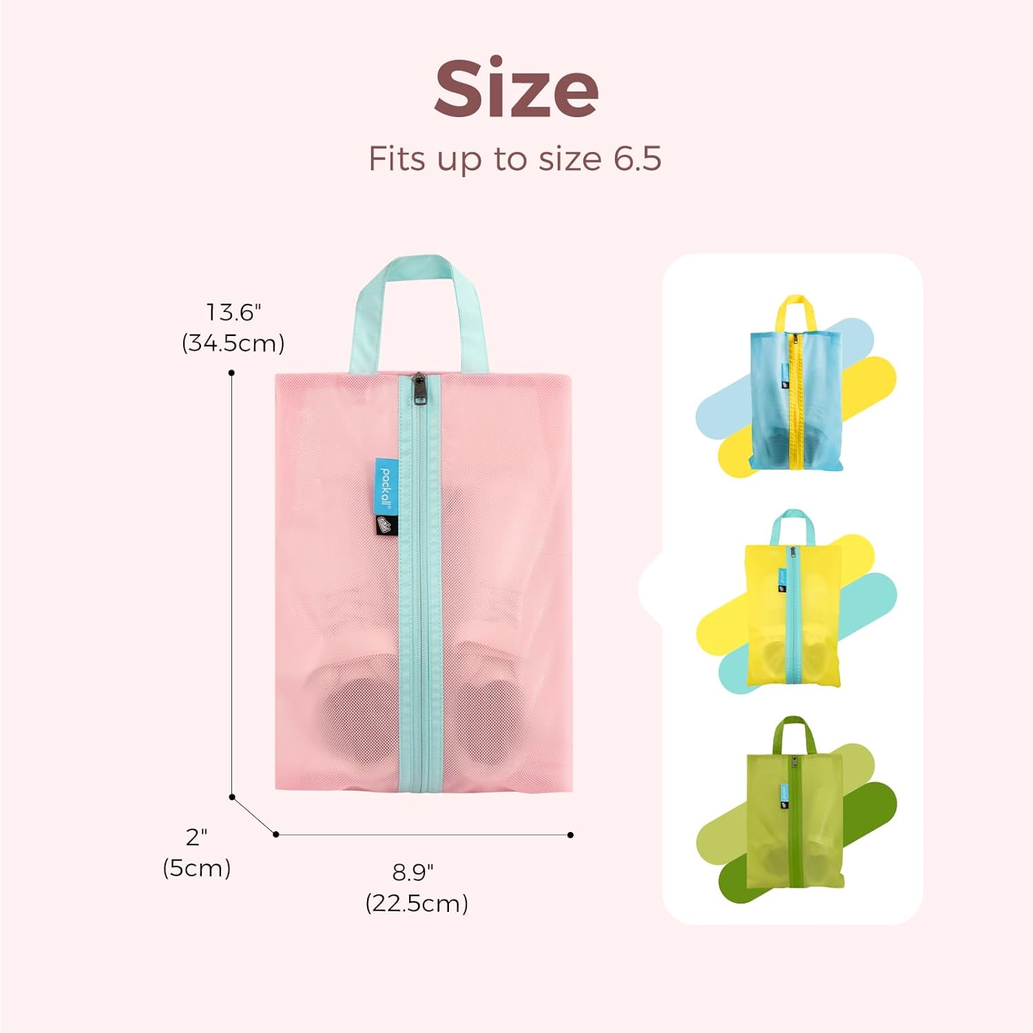 Pack All pink-blue kids shoe bag with shoe separation for clean clothes organization