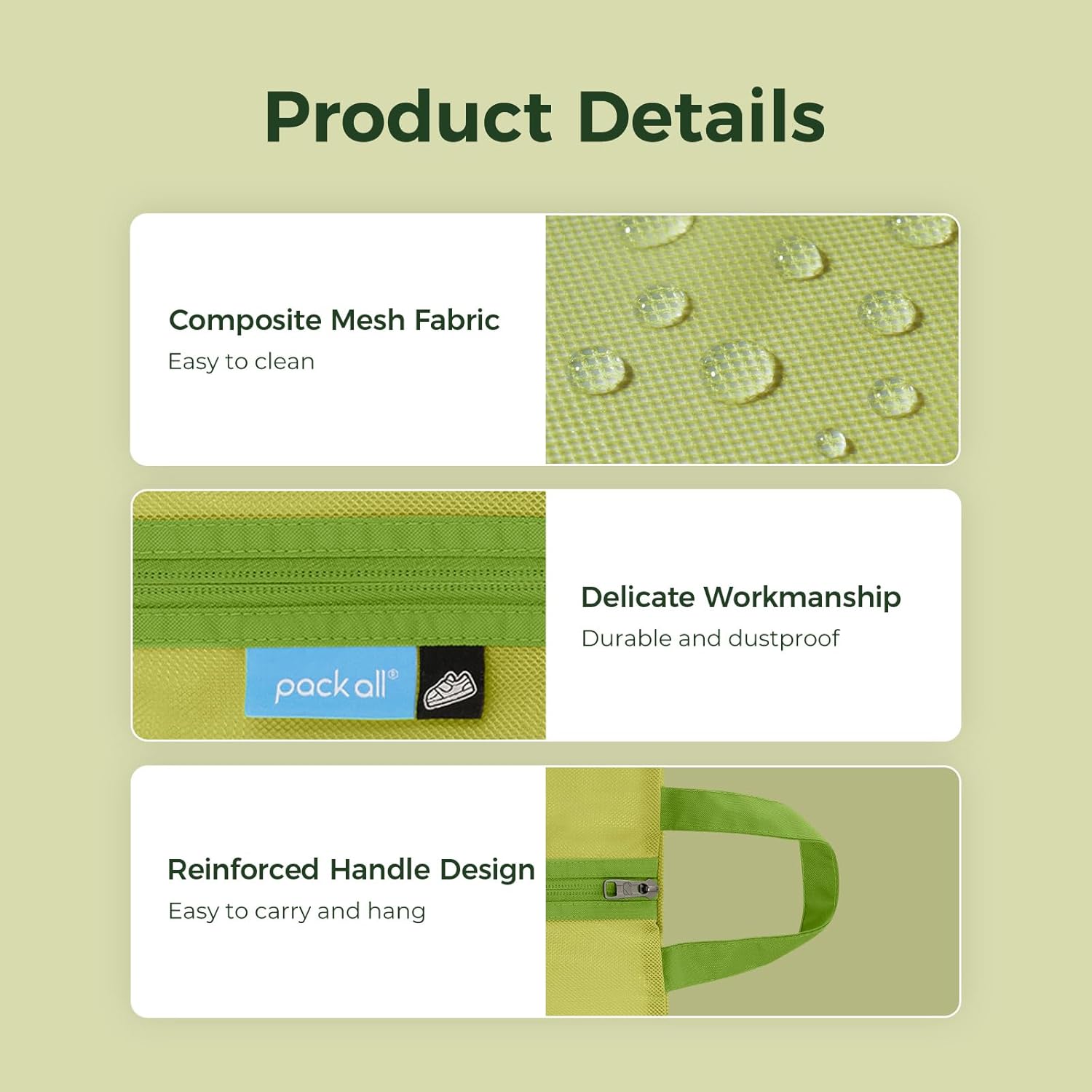 Pack All dark-green kids shoe bag with water resistant fabric for splash protection
