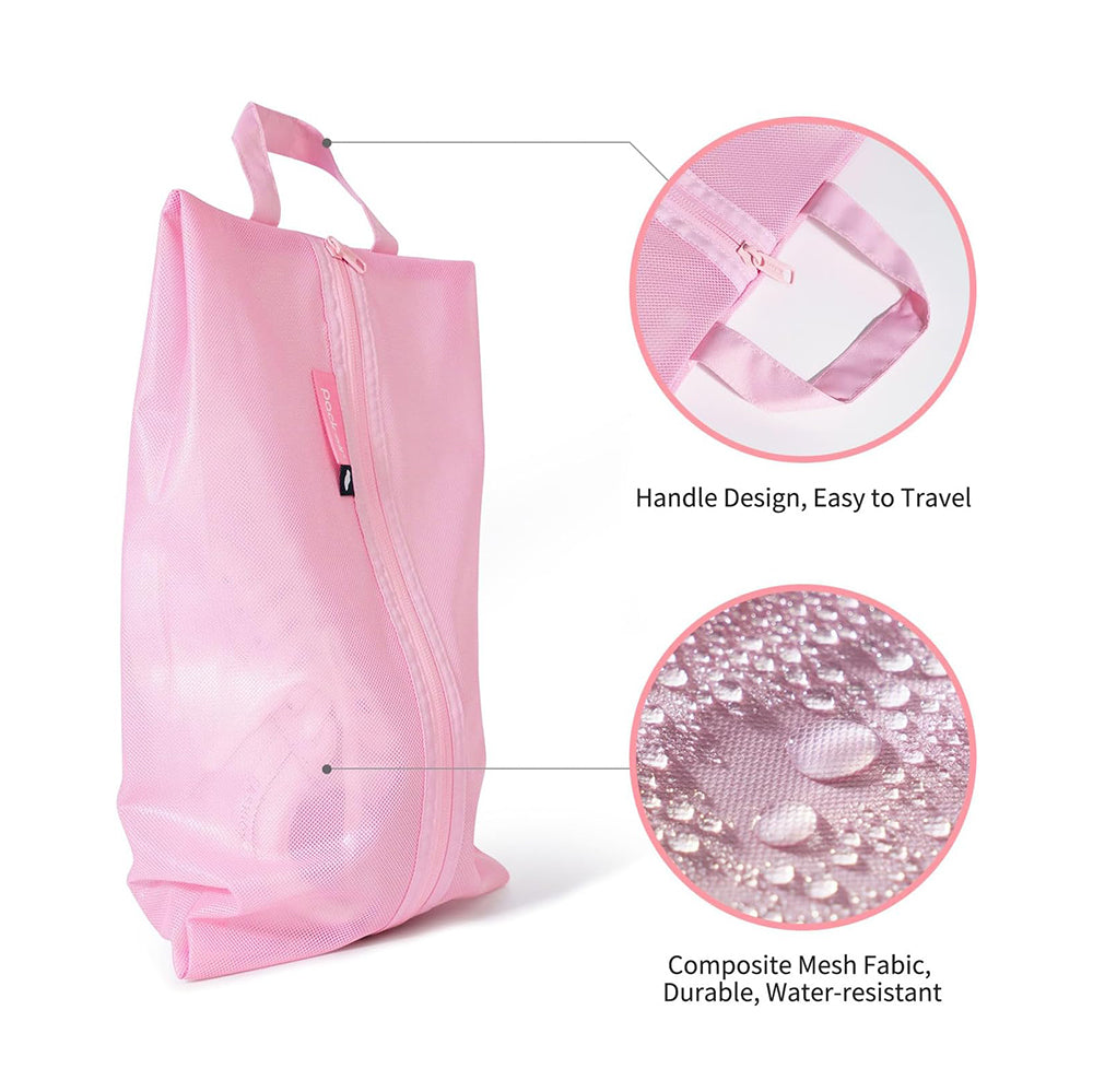 Pack All pink shoe bag with drawstring closure for easy shoe access