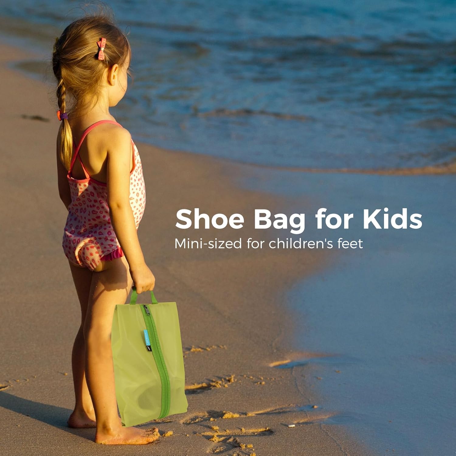 Pack All dark-green kids shoe bag with smooth zipper closure for secure shoe storage
