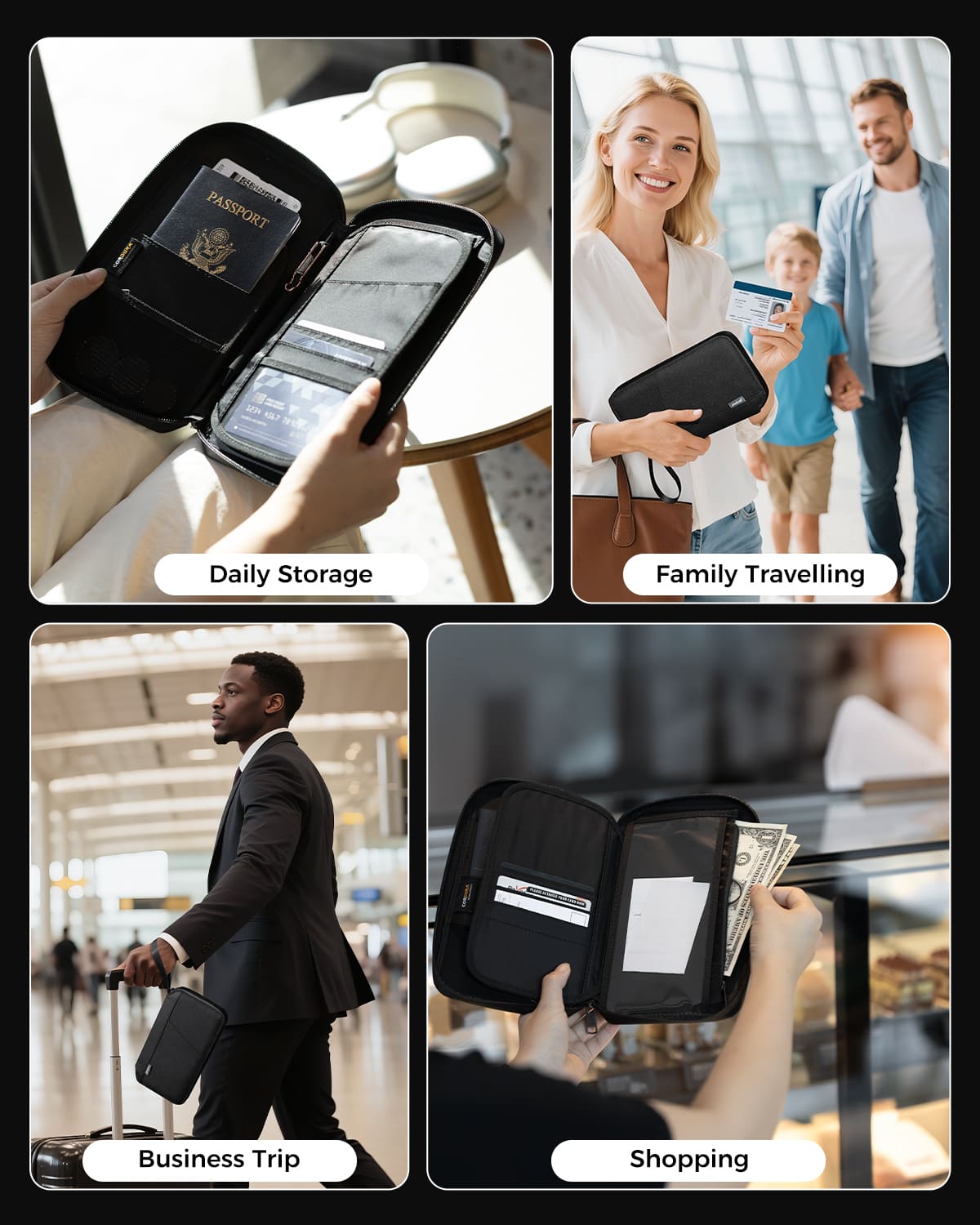 Travel Passport Holder with RFID Blocker