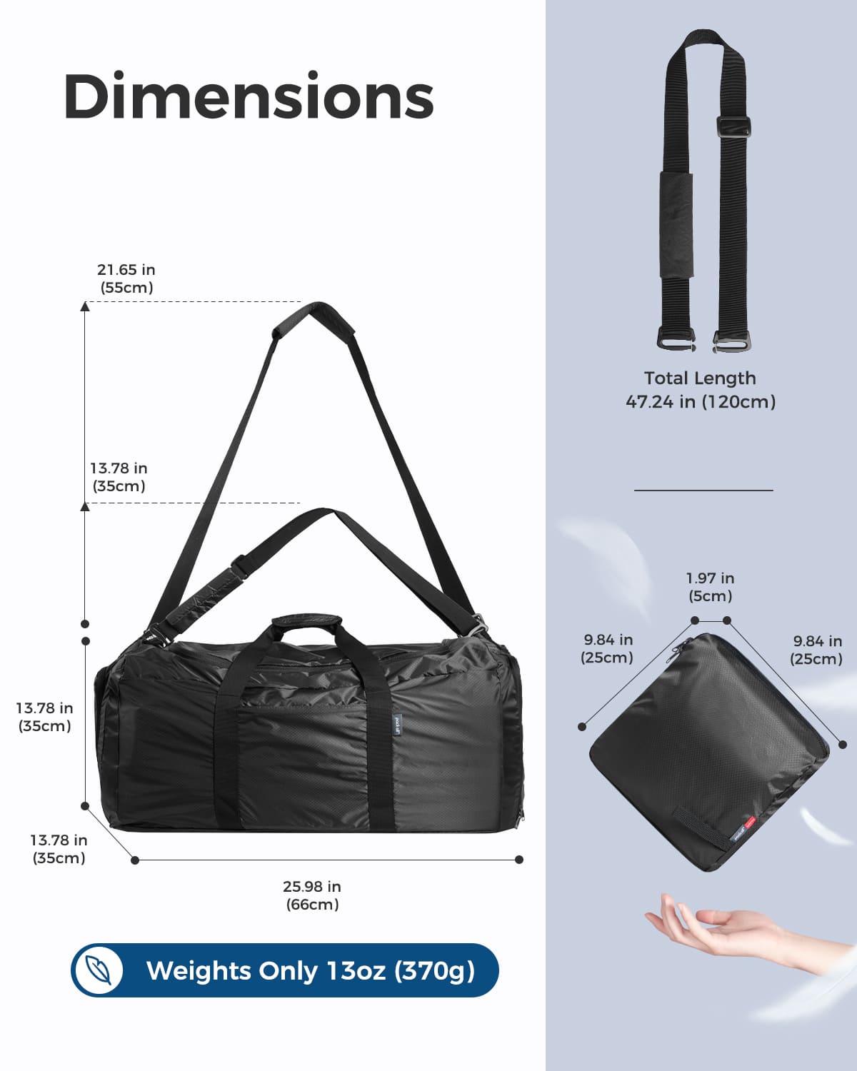 65L Foldable Travel Duffel Bag